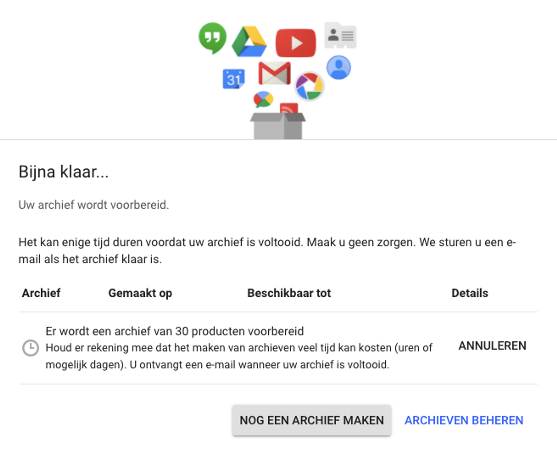 Archief opvragen bij Google