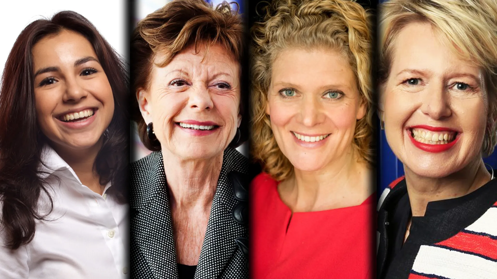 Afbeelding van Neelie Kroes, Julia Wouters, Elske Doets en Talitha Muusse in discussie over het vrouwenquotum