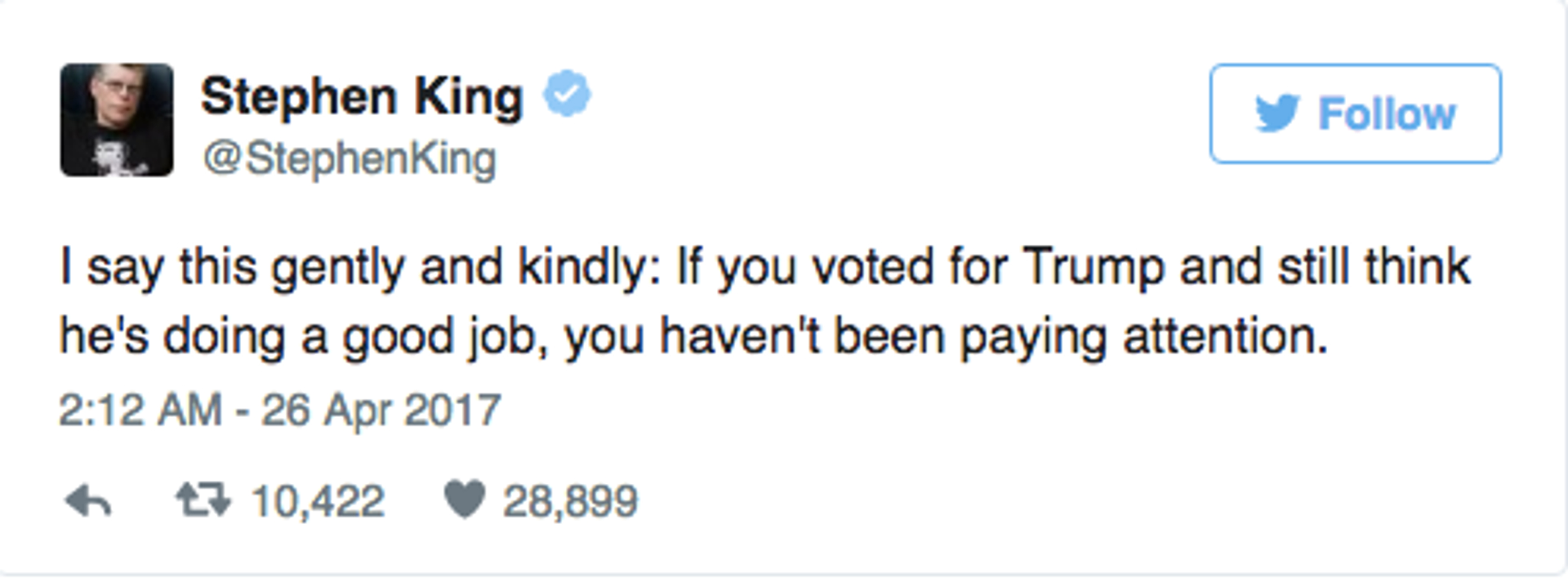 King haalt uit naar trump-stemmers