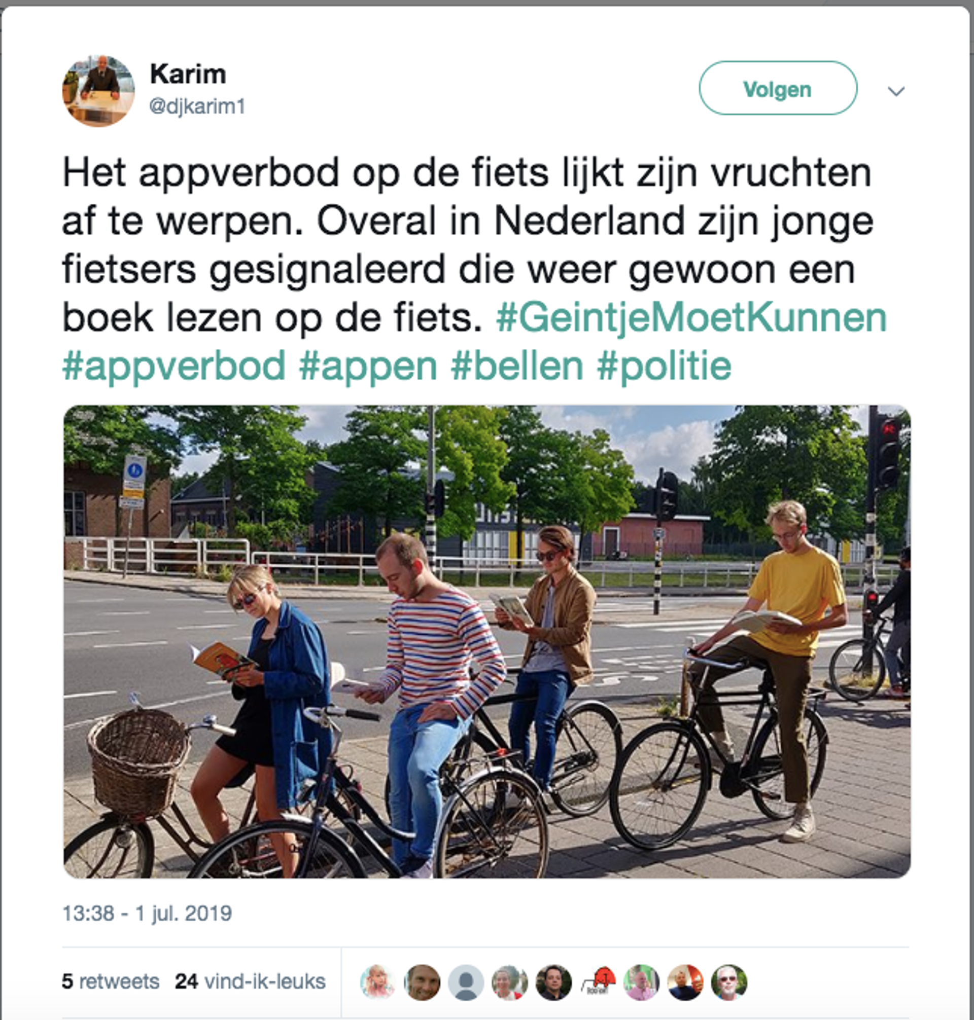 Vanaf vandaag riskeer je een bon van 95 euro als je appt op de fiets 3