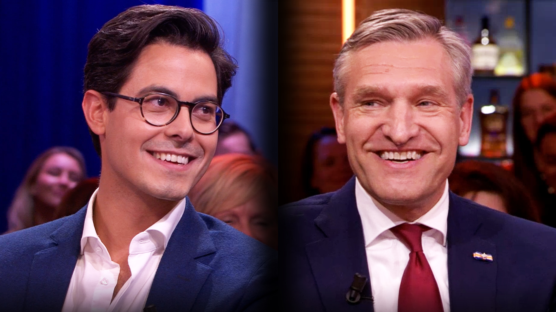 Afbeelding van Rob Jetten en Sybrand Buma over de eerste exitpolls van de Britse verkiezingen