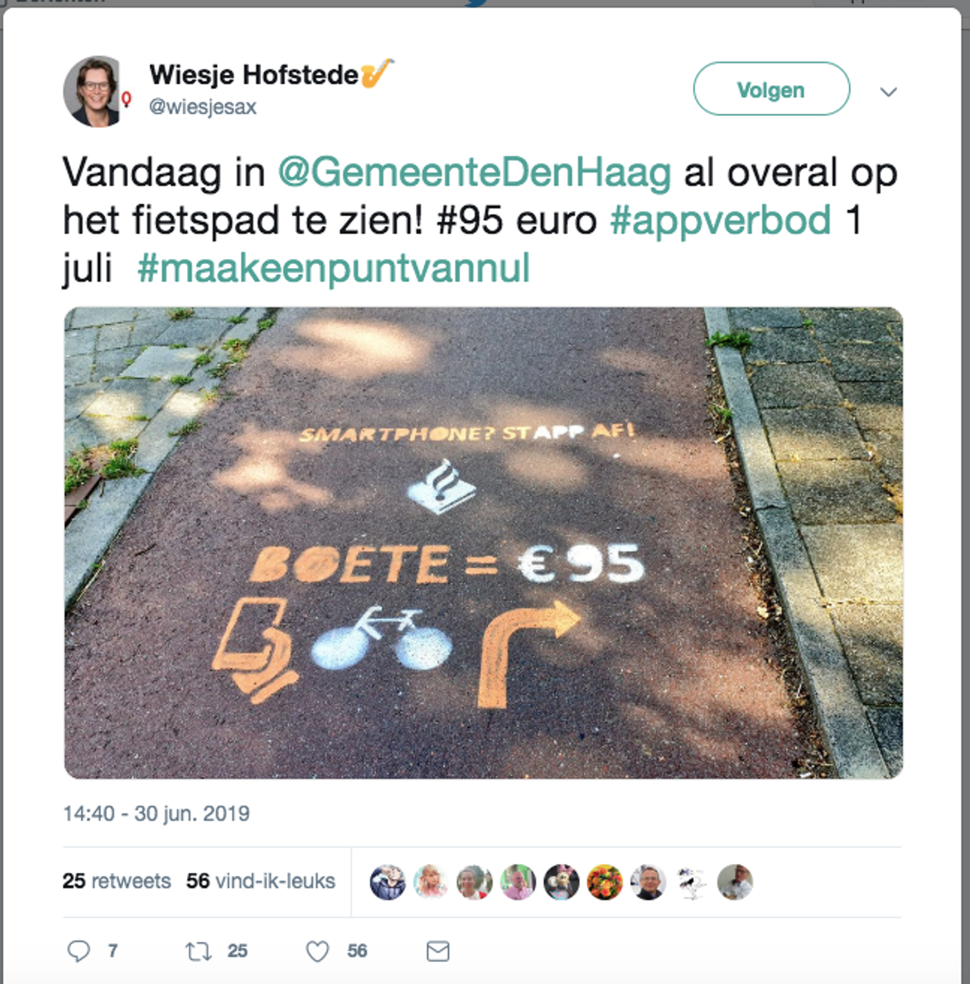 Vanaf vandaag riskeer je een bon van 95 euro als je appt op de fiets 1