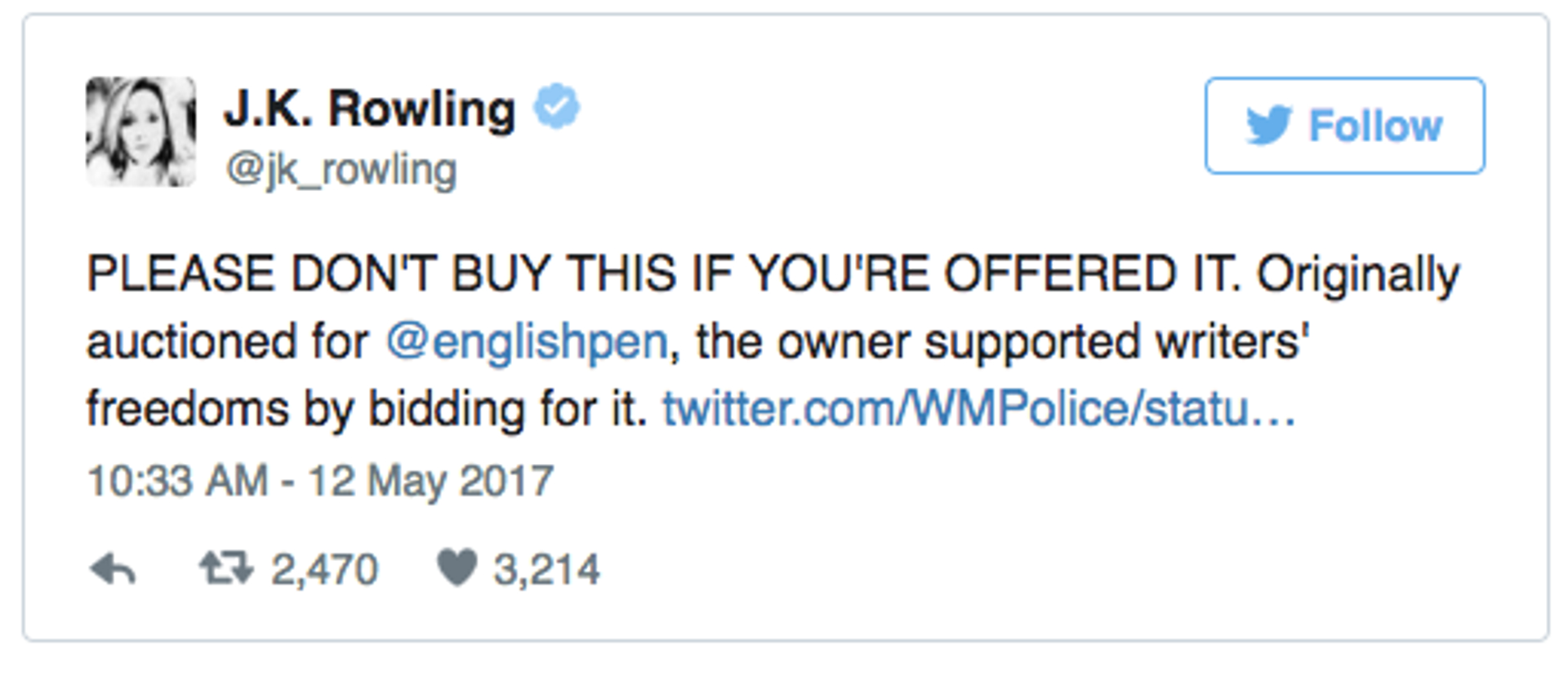 Tweet J.K. Rowling